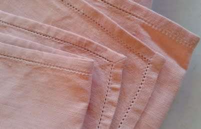 Small pink vintage linen tablecloth / centre piece