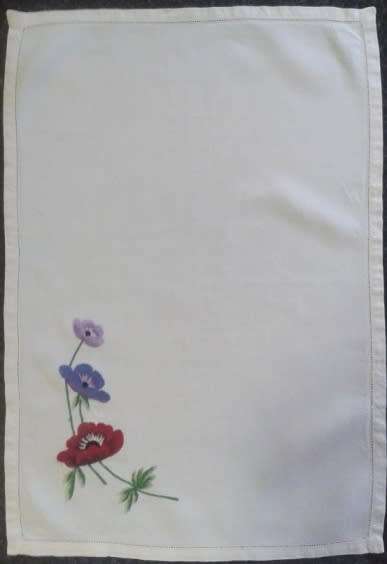 Lovely vintage linen embroidered tray cloth