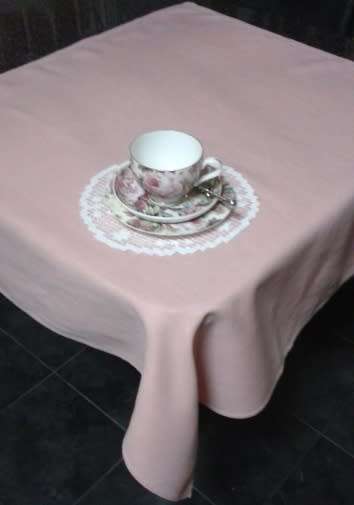 Small pink vintage linen tablecloth / centre piece