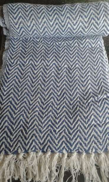 Dark blue cotton throw / blanket 127cm x 152cm