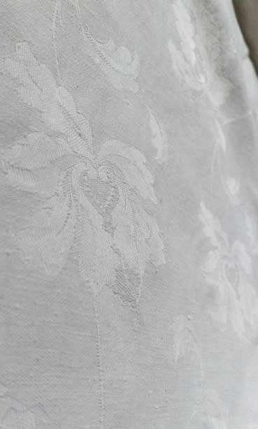 White vintage cotton Damask tablecloth