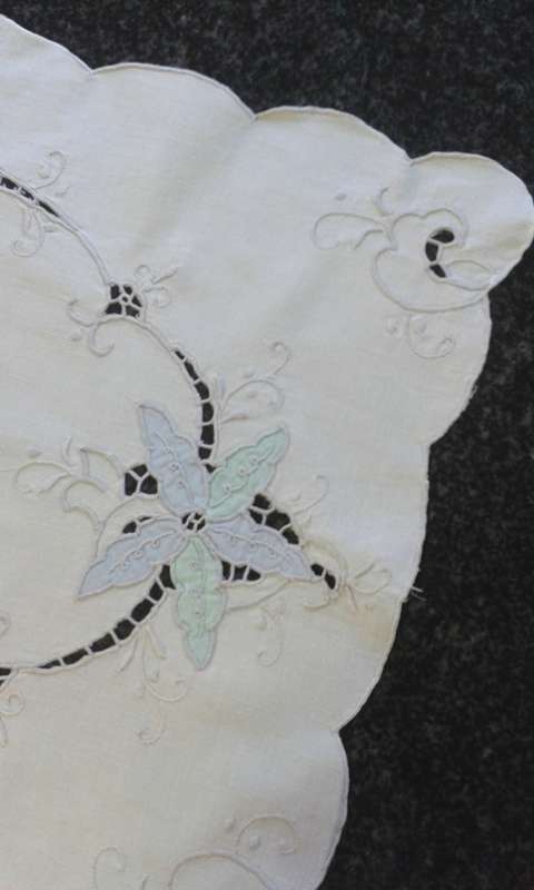Vintage cotton tray cloth soft colours