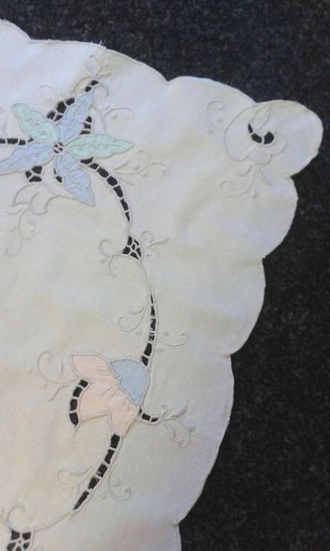Vintage cotton tray cloth soft colours