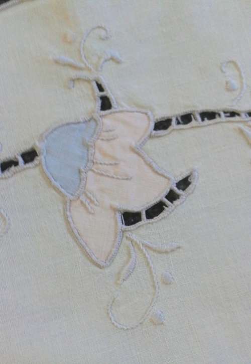 Vintage cotton tray cloth soft colours