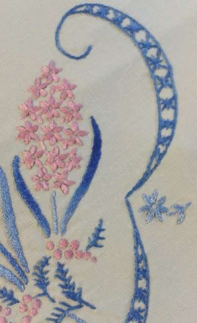 Embroidered linen tray cloth pretty edge