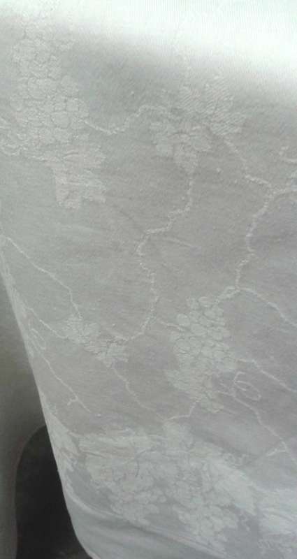 Vintage white cotton Damask tablecloth