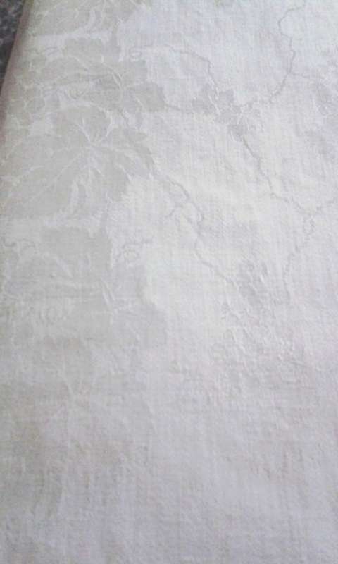 Vintage white cotton Damask tablecloth
