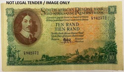 S.A. 10 Rand Note C9/942372 Signed M.H. De Kock, 2nd Issue.