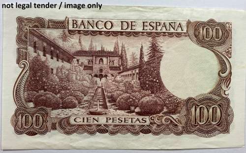 Spanish 100 Cien Pesetas of Madrid 17 Nov 1970 No: 6D5533813, "Condition as per actual image".