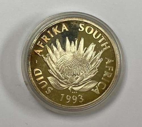 South African Banking of 1993 Uncirculated Silver Proof  R1 Coin.