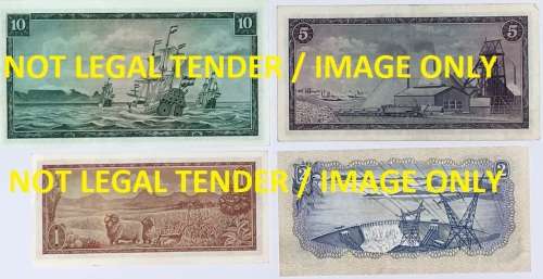 Gov. T.W. De Jong, set of 3rd Issue Notes, R1, R2, R5, R10.