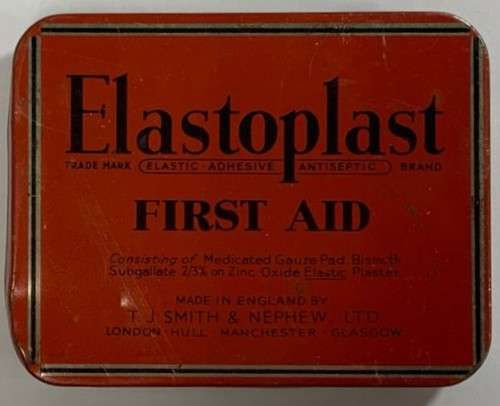 1960`s Vintage Elastoplast First Aid Tin Box `Empty`.