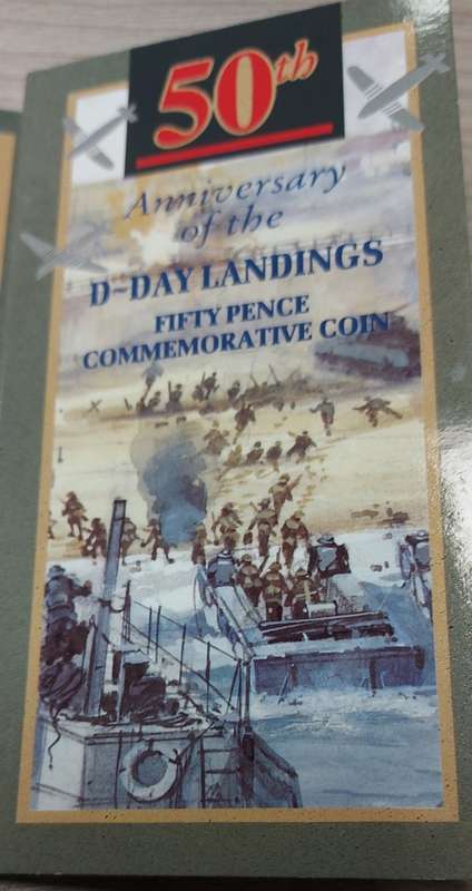 50TH ANNIVERSAY D DAY 50 PENCE COIN IN FOLDER