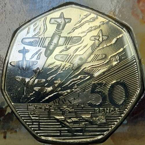 50TH ANNIVERSAY D DAY 50 PENCE COIN IN FOLDER