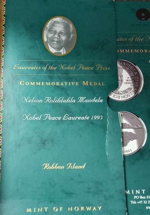 2008 REAL SILVER LAURETTES OF THE NOBEL PRIZE:  NELSON MANDELA COMMEMORATIVE MEDAL