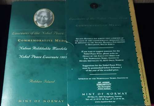 2008 REAL SILVER LAURETTES OF THE NOBEL PRIZE:  NELSON MANDELA COMMEMORATIVE MEDAL