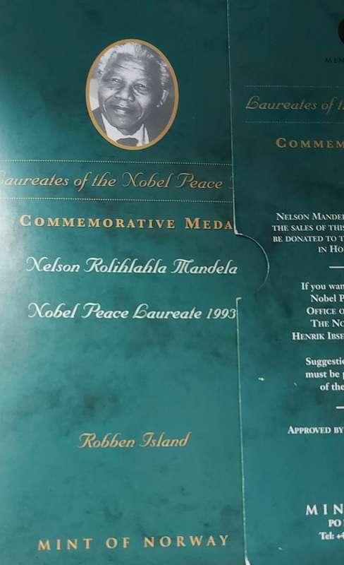 2008 REAL SILVER LAURETTES OF THE NOBEL PRIZE:  NELSON MANDELA COMMEMORATIVE MEDAL
