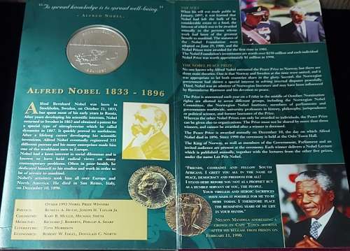 2008 REAL SILVER LAURETTES OF THE NOBEL PRIZE:  NELSON MANDELA COMMEMORATIVE MEDAL