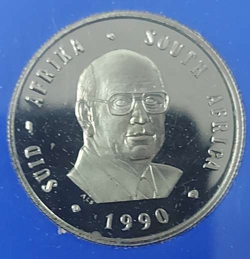 1 X 1989 R2 PROOF COIN AND 1 X 1990 PW BOTHA R1 PROOF COIN