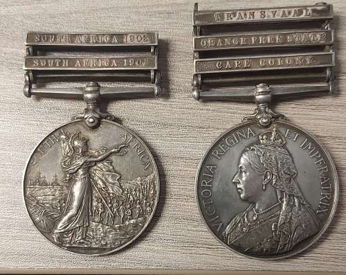 QSA AND KSA WITH CLASPS FOR 13141 SEJT C.T LE FOUR A.S.C + SONS OF ENGLAND MEDAL