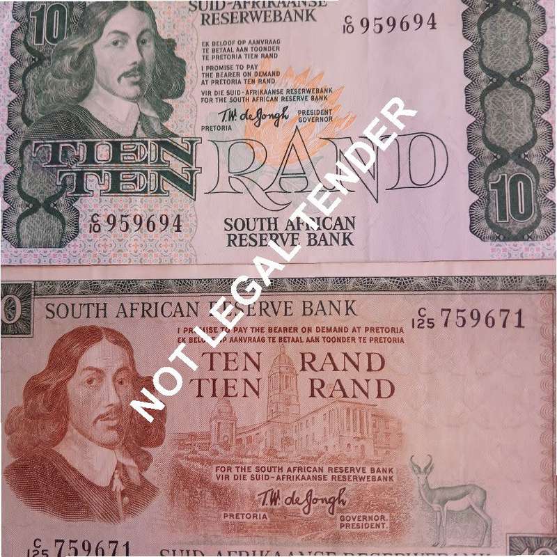 SET OF 4 DIFFERENT R10 NOTES. 1 X MH De Kock , 1 X CL STALS AND 2 X TW DE JONGH