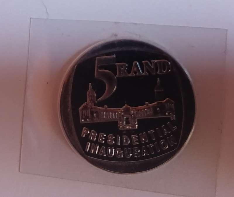 1 X UNC R5 MANDELA - PRESIDENTIAL INAUGURATION  COIN - IN ENVELOPE