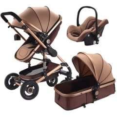 Belecoo Baby Pram Stroller - 3 Function Foldable Baby Pram with Car Seat