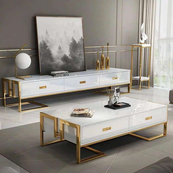 Haggerton Coffee Table and TV Stand Set (White)