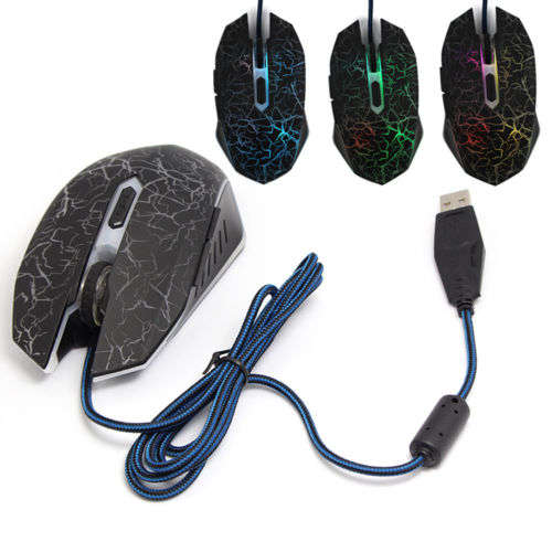 Gaming Mouse Mice 1600 Adjustable DPI USB Optical Wired Gaming With LED Light