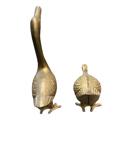 Vintage Brass Geese Duck Figurines 2 Set 7`- 9`