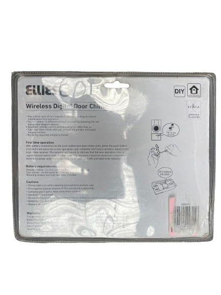 Ellies Wireless Digital Door Chime With 2 x Receivers ***100m Free Air Range***