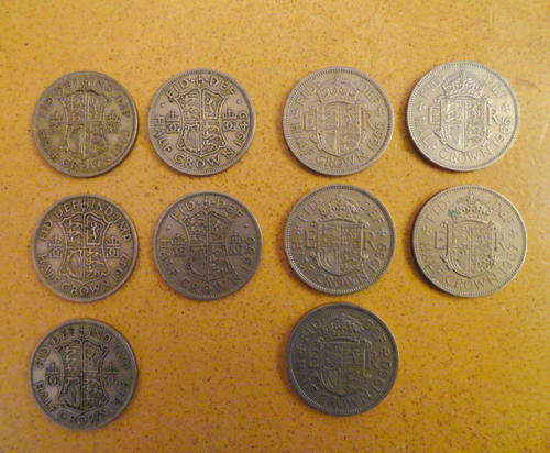 10 Very collectable Half Crown coins for sale!!!