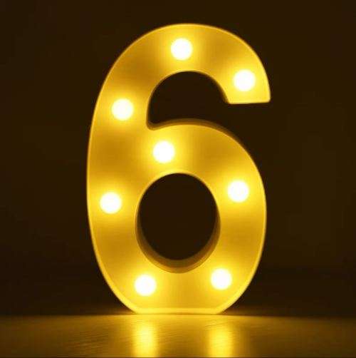 LED Number Tabletop Light /party decor/22cm /6