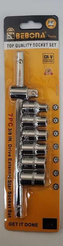7PCS 3/8 in .Drive External Star Socket Set