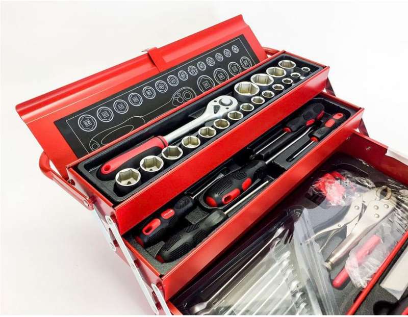AIYI - 95 Piece Mechanic Tool Box / Tool Assortment - 5 Tray Tool Box Set