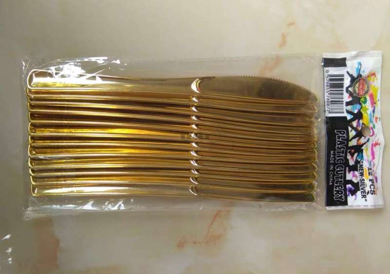Elegant gold Plastic Tablespoons ,forks and knives - Set Of 10