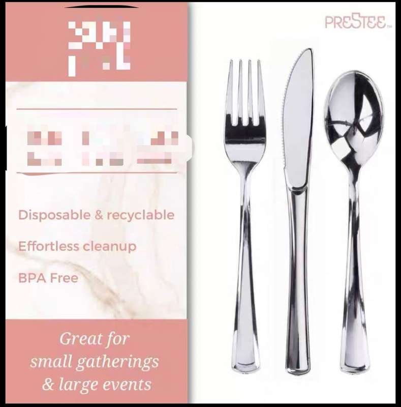 Elegant Silver Plastic Tablespoons ,forks and knives - Set Of 10