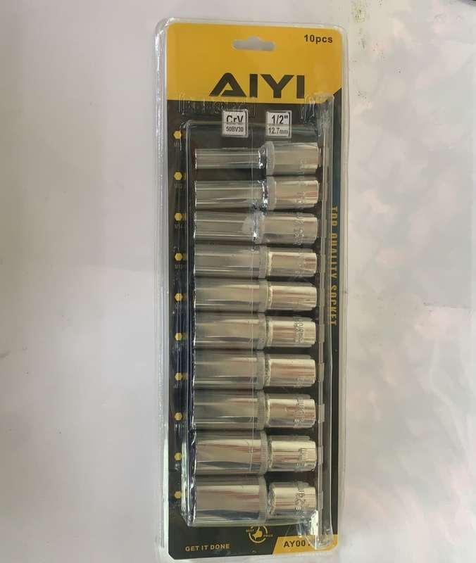 AiYi 10 Piece 1/2` Deep Tube Socket Set