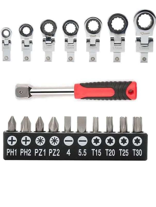 20 Pieces Changeable Flex Ratchet Wrench Set