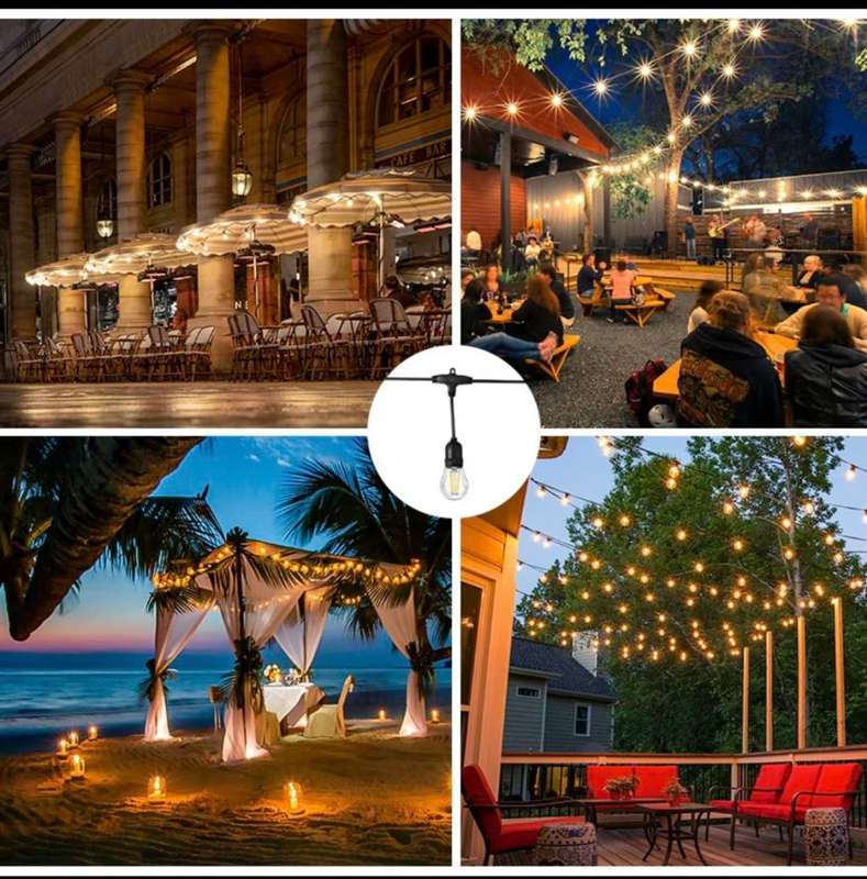 Lighting Outdoor LED Festoon Vintage 12 Blub String Lights 7.5M