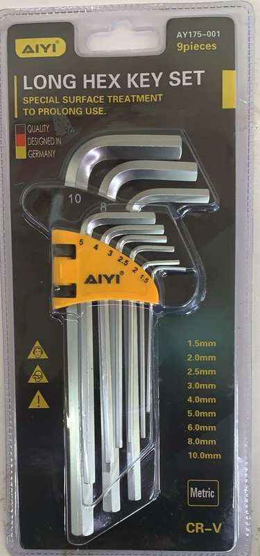 9pcs long hex key set