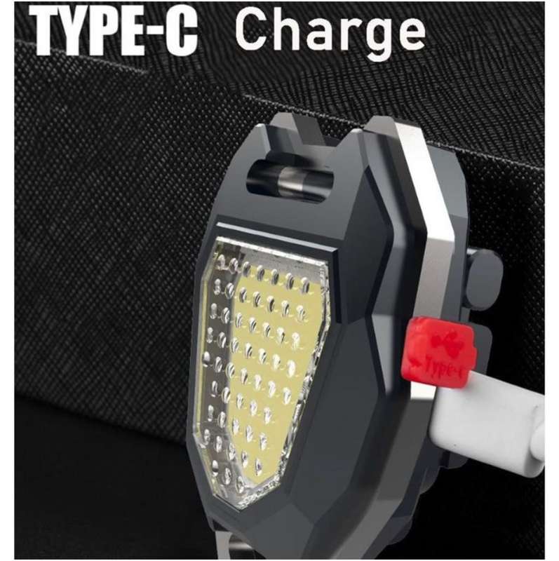 Mini COB LED Flashlight Rechargeable Key Chain Torch with cigarette lighting