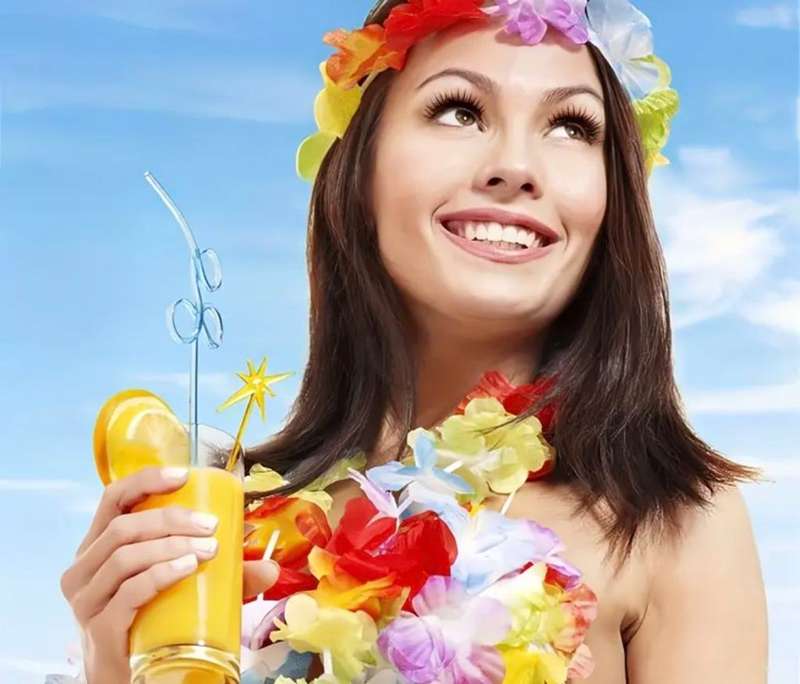 12pcs, Hawaiian Style Tropical Wreath