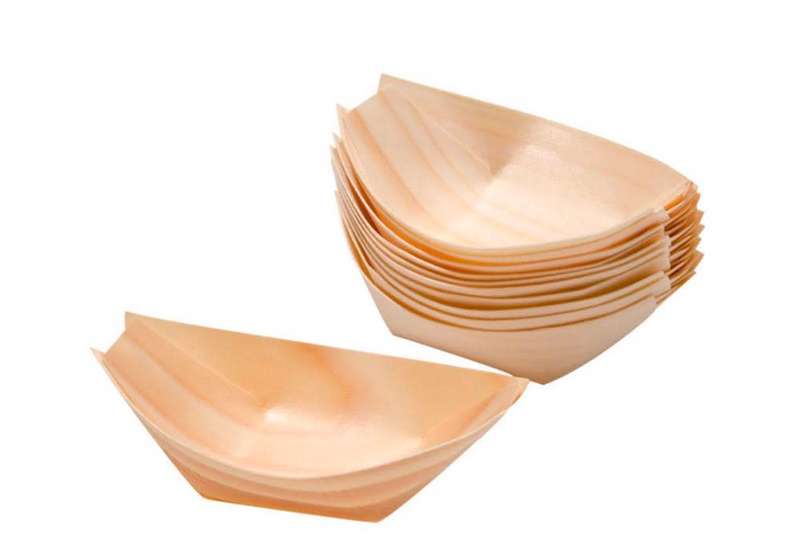 Bamboo Serving Boat Plates 50 Pieces-4Inch