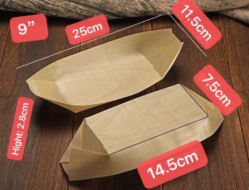 Bamboo Serving Boat Plates 50 Pieces-9Inch