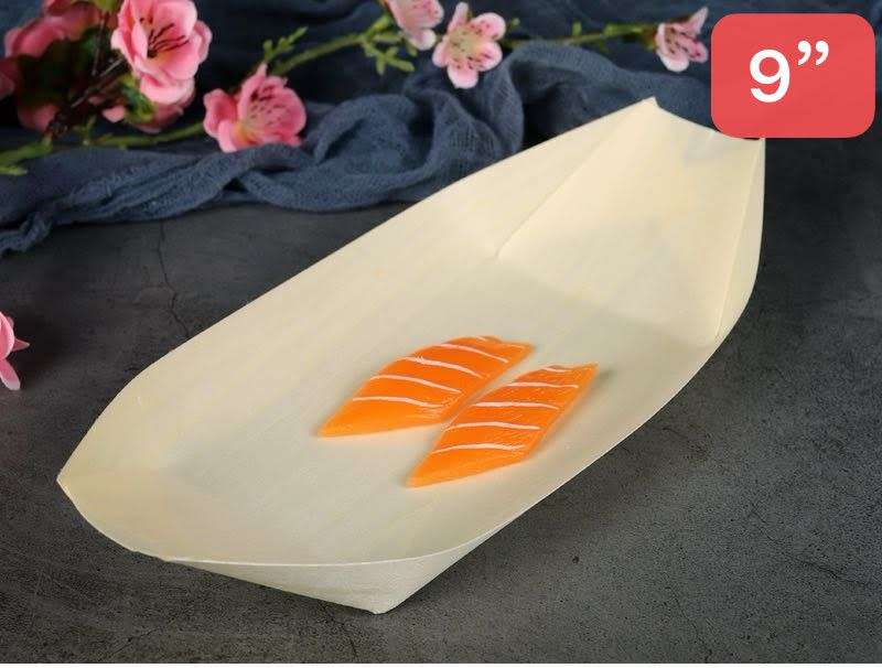 Bamboo Serving Boat Plates 50 Pieces-9Inch