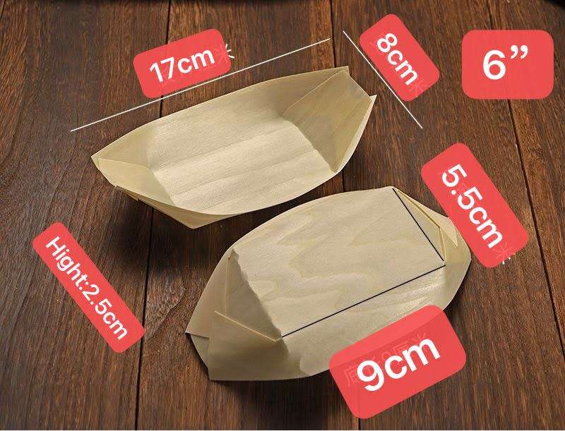 Bamboo Serving Boat Plates 50 Pieces-6Inch
