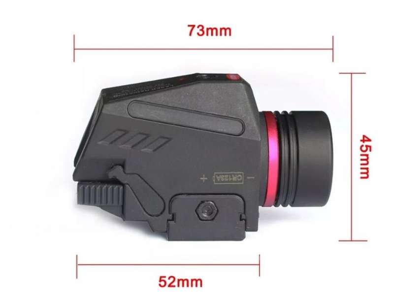 Tactical LED Flashlight Red Laser for 20MM Rail Mini Glock Pistol