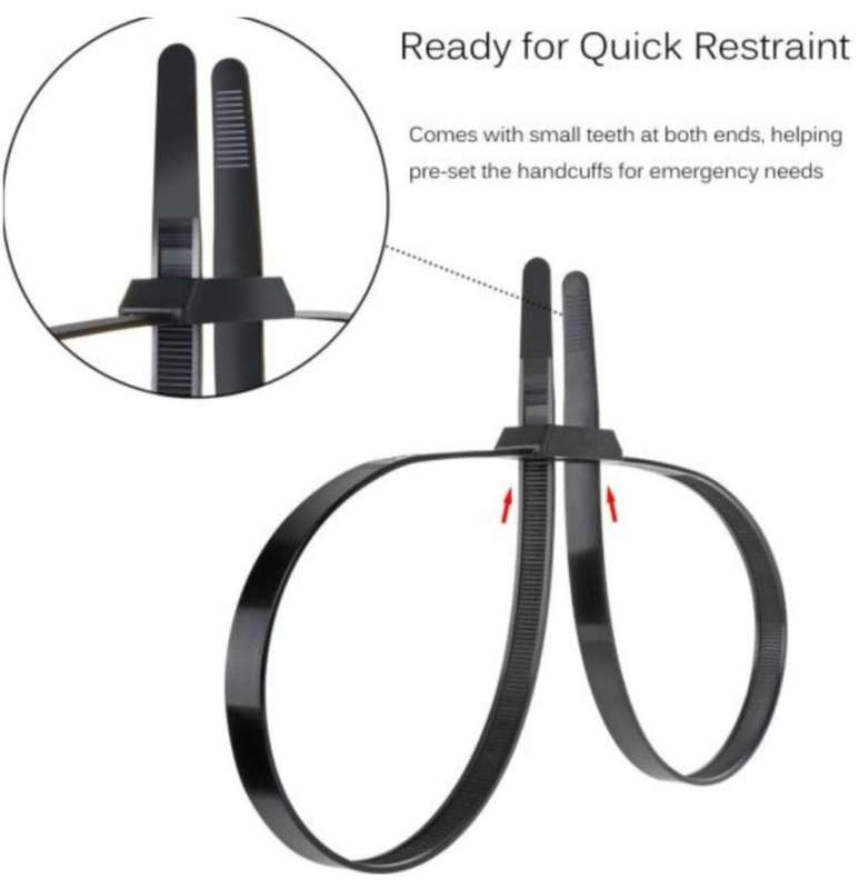 Heavy Duty Nylon Flexi Double Locking Zip Tie Handcuffs