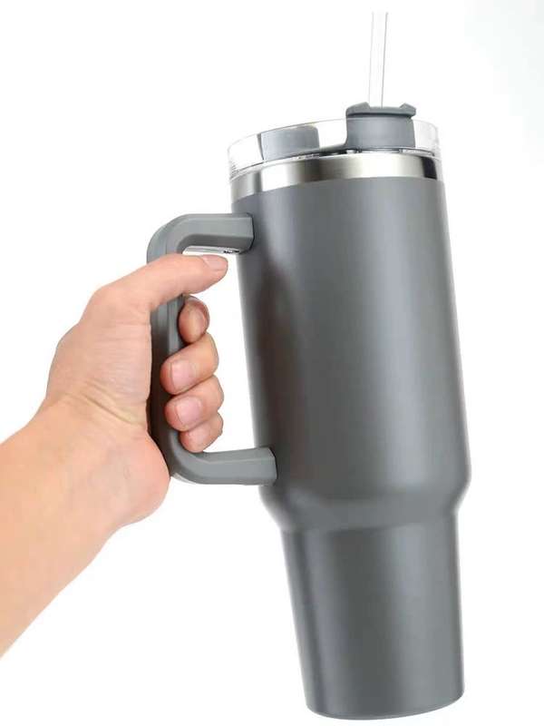 Travel Mug Stainless Steel Vacuum Flask with Straw Hot/Cold